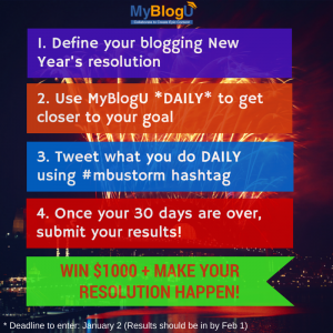Win $1000 by Accomplishing Your Blogging New Year’s Resolutions! #myblogguest